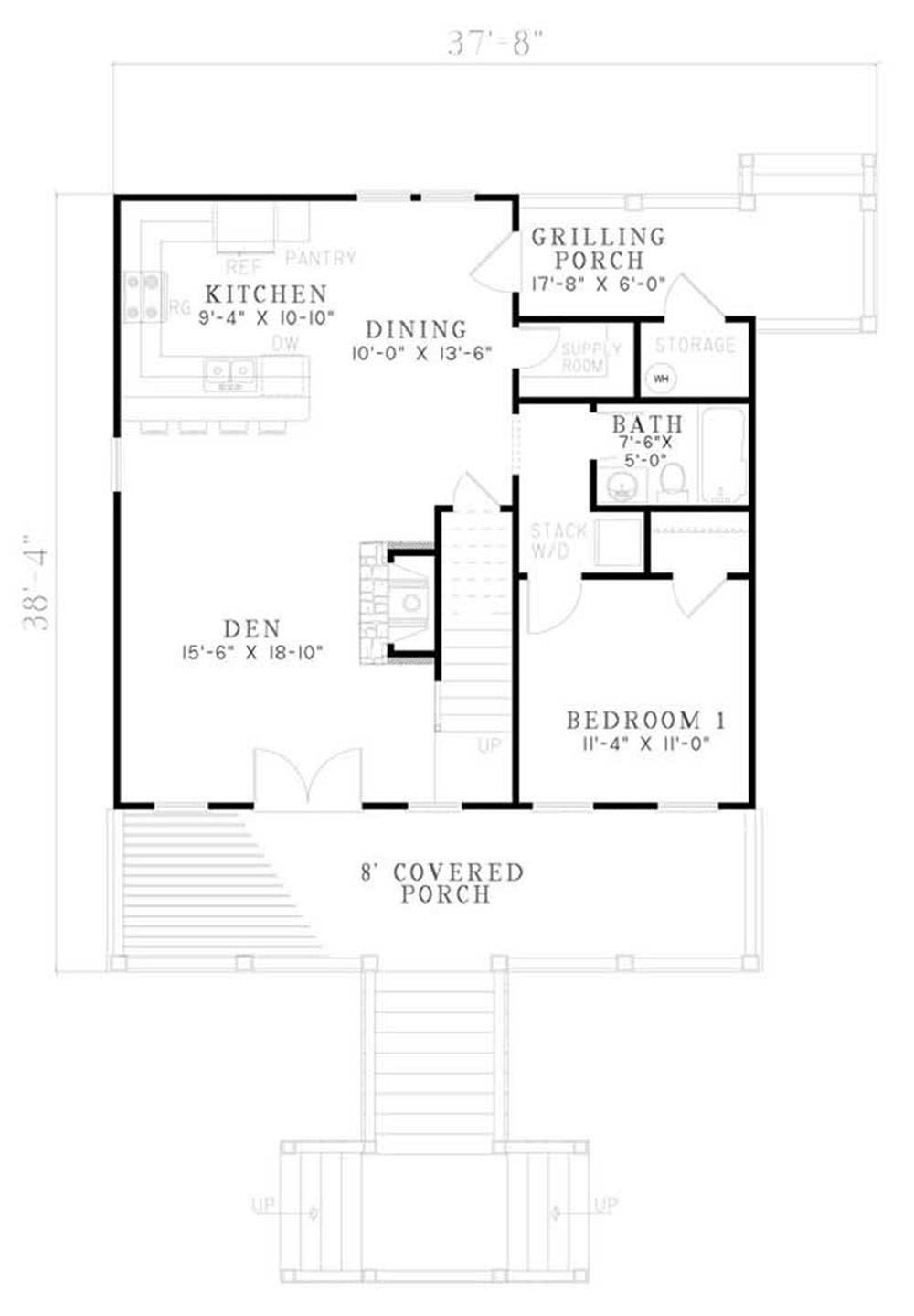 Floor Plan First Story of Ranch Plan #153-1064